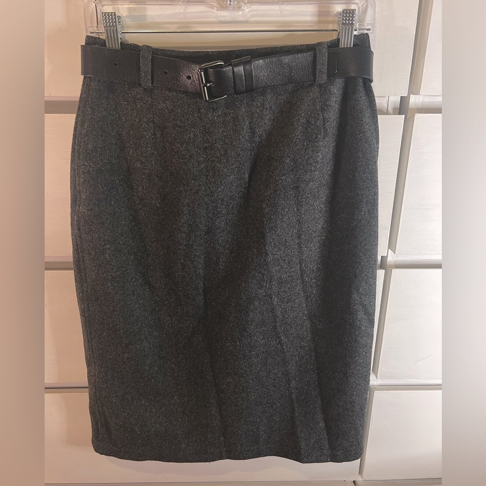 VINTAGE | Prada Wool Grey Flannel Pencil Skirt Sz. 42